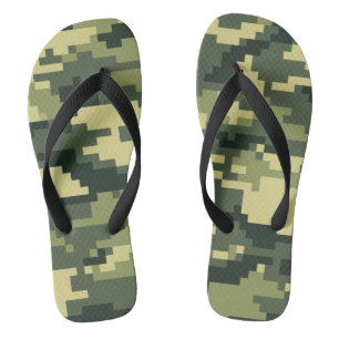 8 Bit Pixel Digital Woodland Camouflage / Camoufla Flip Flops