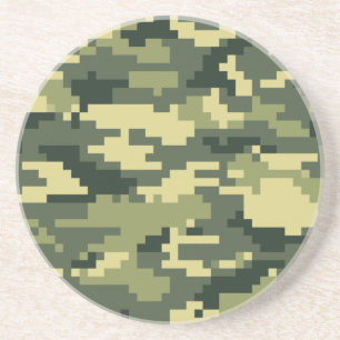 8 Bit Pixel Digital Woodland Camouflage / Camoufla Getränkeuntersetzer