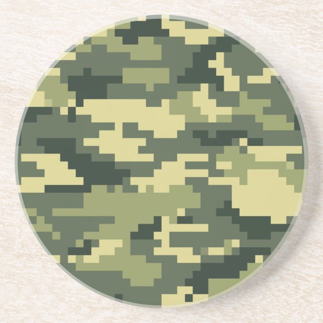 8 Bit Pixel Digital Woodland Camouflage / Camoufla Getränkeuntersetzer (Vorne)