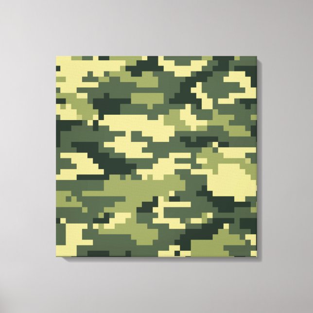 8 Bit Pixel Digital Woodland Camouflage / Camoufla Leinwanddruck (Vorderseite)