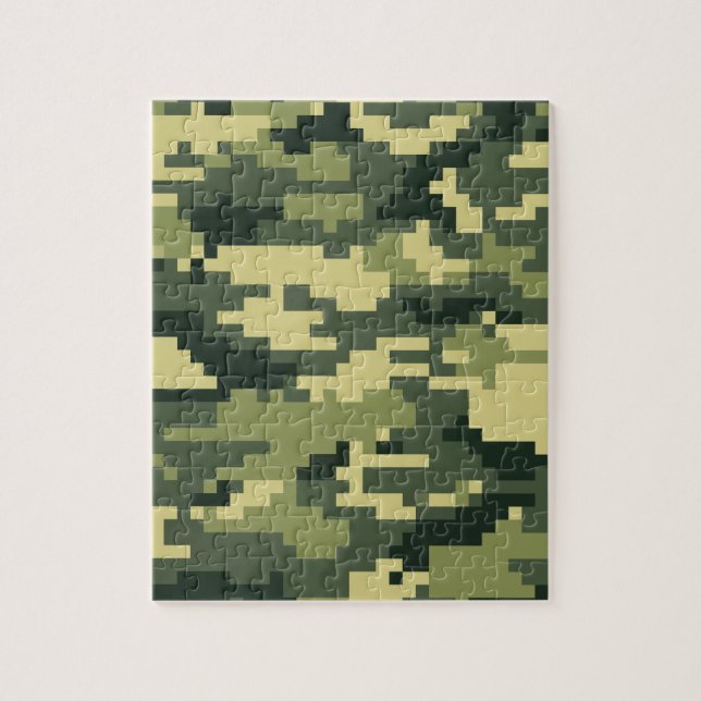 8 Bit Pixel Digital Woodland Camouflage / Camoufla Puzzle (Vertikal)