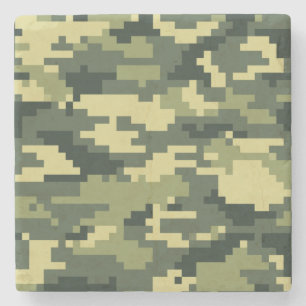 8 Bit Pixel Digital Woodland Camouflage / Camoufla Steinuntersetzer