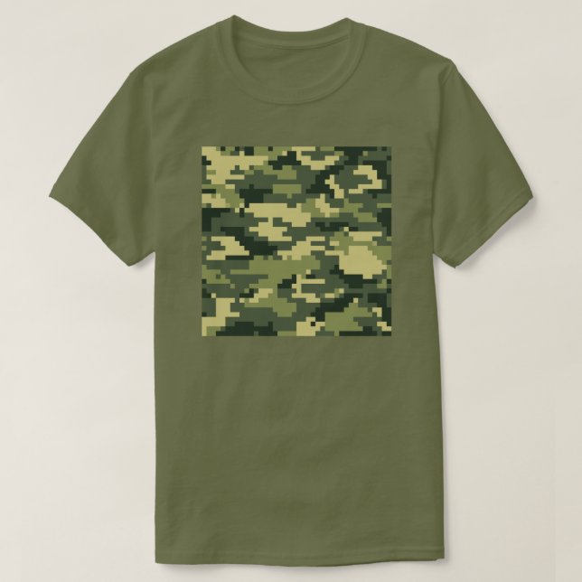 8 Bit Pixel Digital Woodland Camouflage / Camoufla T-Shirt (Design vorne)