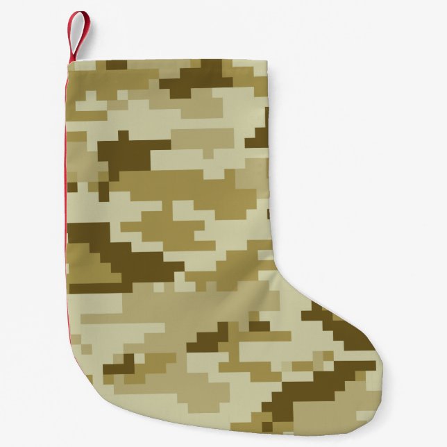 8 Bit-Pixel-Digital-Wüsten-Tarnung/Camouflage Kleiner Weihnachtsstrumpf (Vorderseite)