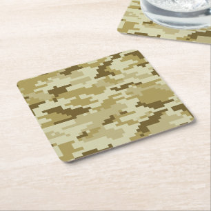 8 Bit Pixel digitale Wüste Camouflage / Camouflage Rechteckiger Pappuntersetzer