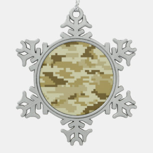 8 Bit Pixel digitale Wüste Camouflage / Camouflage Schneeflocken Zinn-Ornament