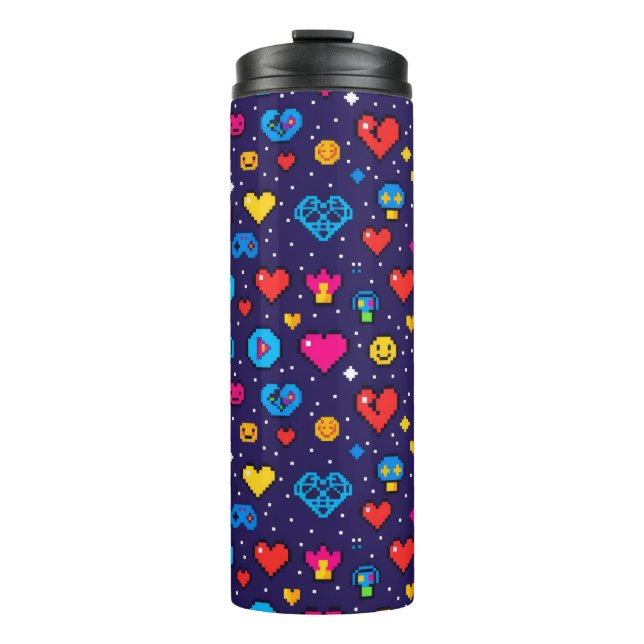 8-Bit Pixel Gaming Insulated Travel Tumbler Thermosbecher (Vorderseite)