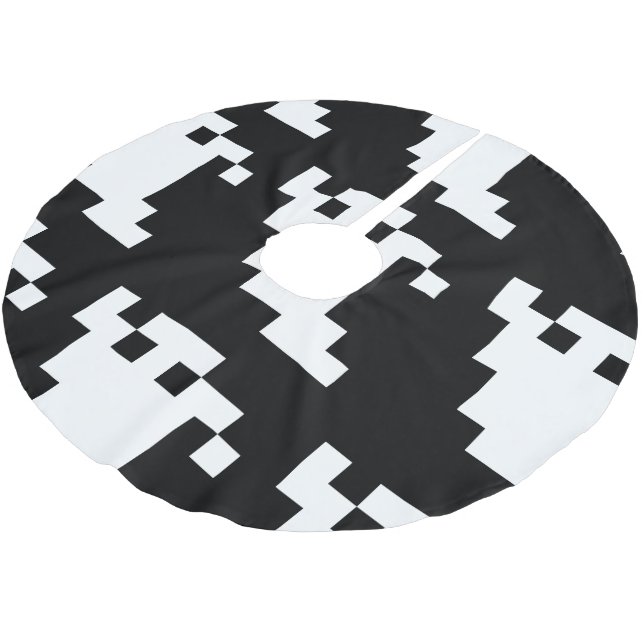8-Bit-Pixel-Geist Polyester Weihnachtsbaumdecke (Schrägansicht)
