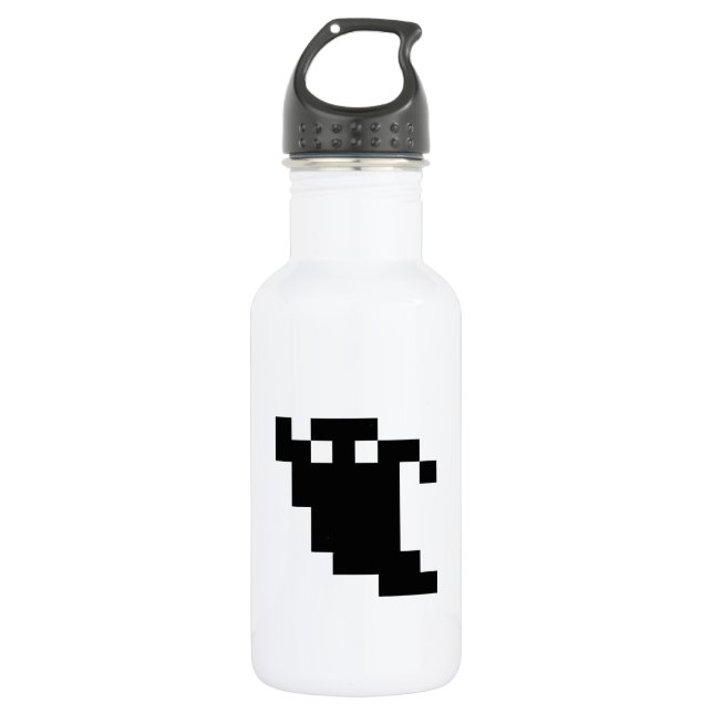 8 Bit Pixel-Geister Schatten Edelstahlflasche (Vorderseite)