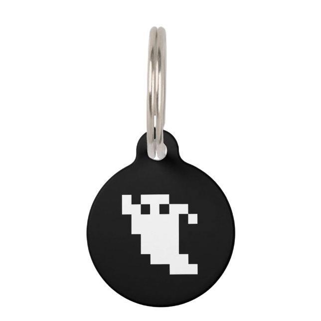 8 Bit Pixel Ghost Haustiermarke (Vorderseite)