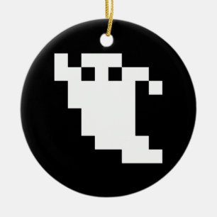 8 Bit Pixel Ghost Keramikornament