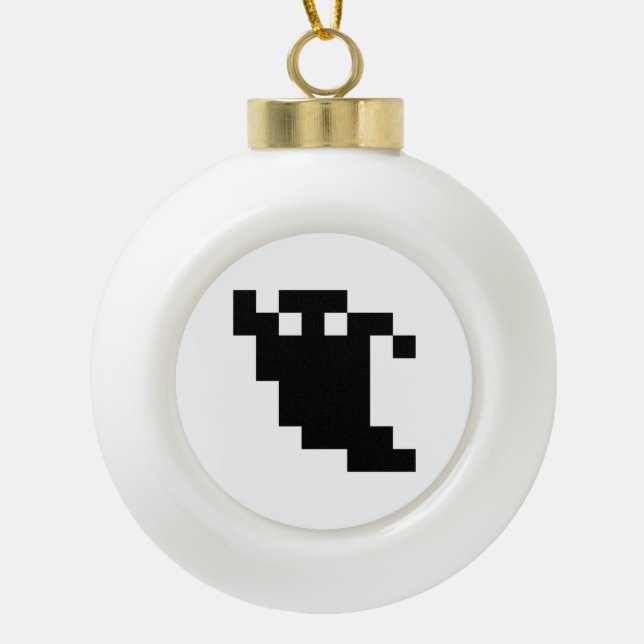8 Bit Pixel Ghost Shadow Keramik Kugel-Ornament (Vorderseite)