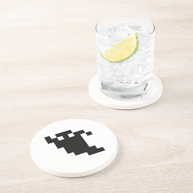 8 Bit Pixel Ghost Shadow Sandstein Untersetzer (Seite)