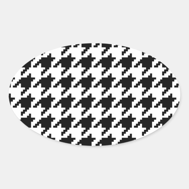 8 Bit Pixel Hahnentrittmuster Karo Muster Ovaler Aufkleber (Vorderseite)