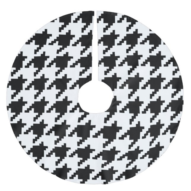 8 Bit-Pixel-Hahnentrittmuster-Karo-Muster Polyester Weihnachtsbaumdecke (Vorderseite)