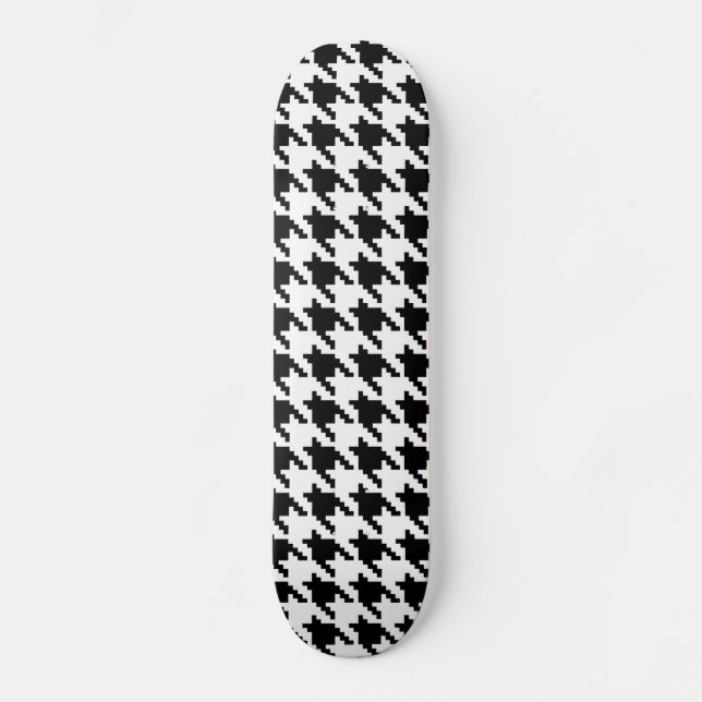 8 Bit Pixel Hahnentrittmuster Karo Muster Skateboard (Vorderseite)
