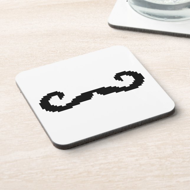 8 Bit Pixel Handlebar Mustache Getränkeuntersetzer (Linke Seite)
