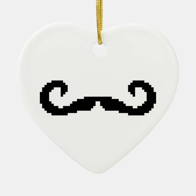 8 Bit Pixel Handlebar Mustache Keramik Ornament (Vorne)