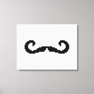 8 Bit Pixel Handlebar Mustache Leinwanddruck
