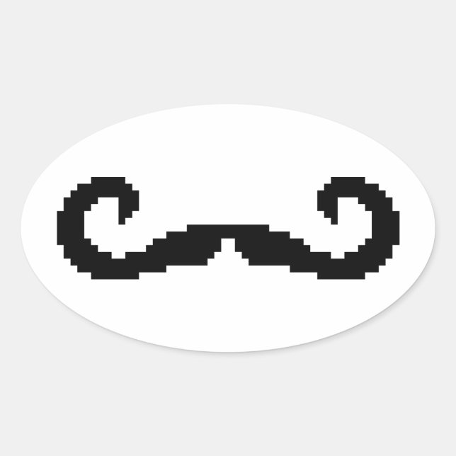 8 Bit Pixel Handlebar Mustache Ovaler Aufkleber (Vorderseite)