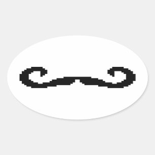 8 Bit Pixel Handlebar Mustache Ovaler Aufkleber