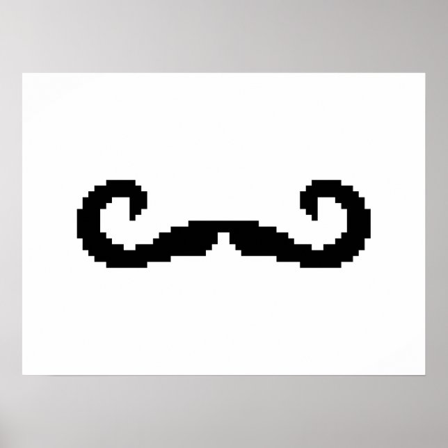 8 Bit Pixel Handlebar Mustache Poster (Vorne)