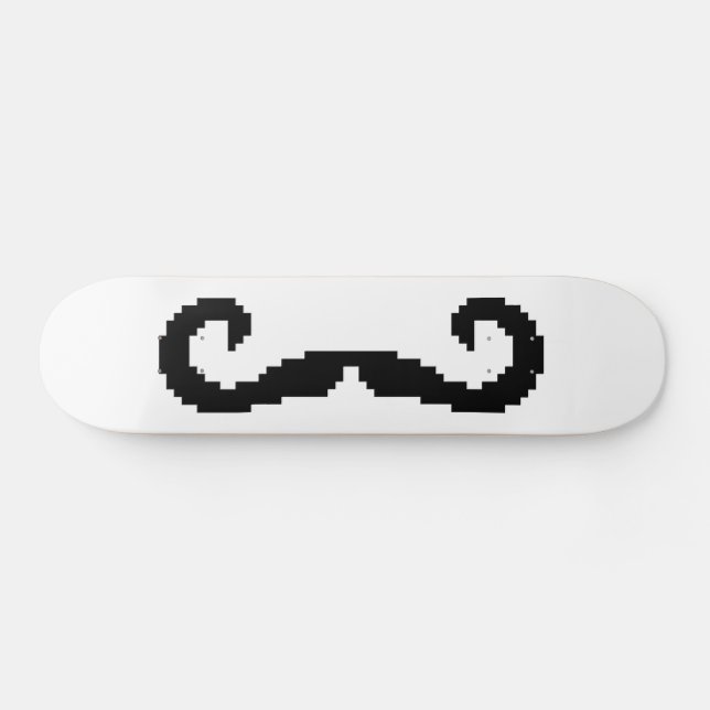 8 Bit Pixel Handlebar Mustache Skateboard (Horizontal)