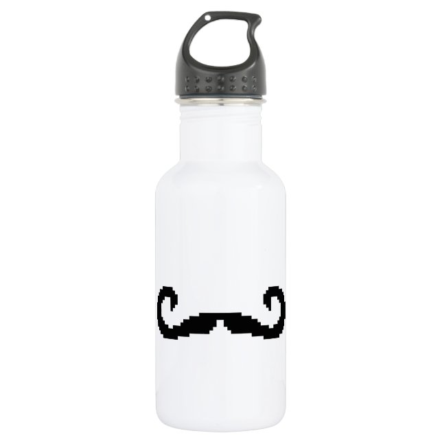 8 Bit Pixel Handlebar Mustache Trinkflasche (Vorderseite)