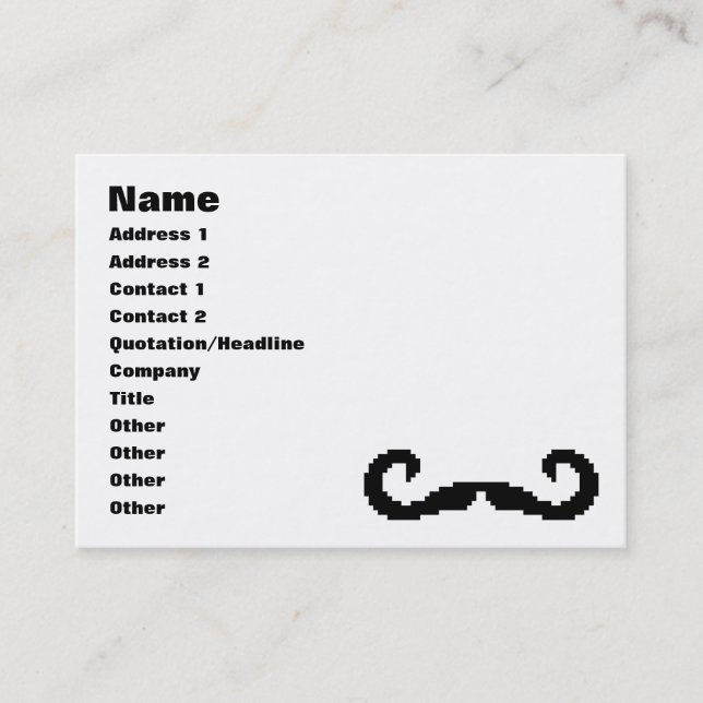 8 Bit Pixel Handlebar Mustache Visitenkarte (Vorderseite)