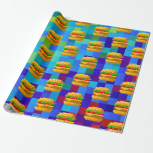 8-Bit-Pixel-Kunstburger - farbenfrohe Fastfood-Pac Geschenkpapier