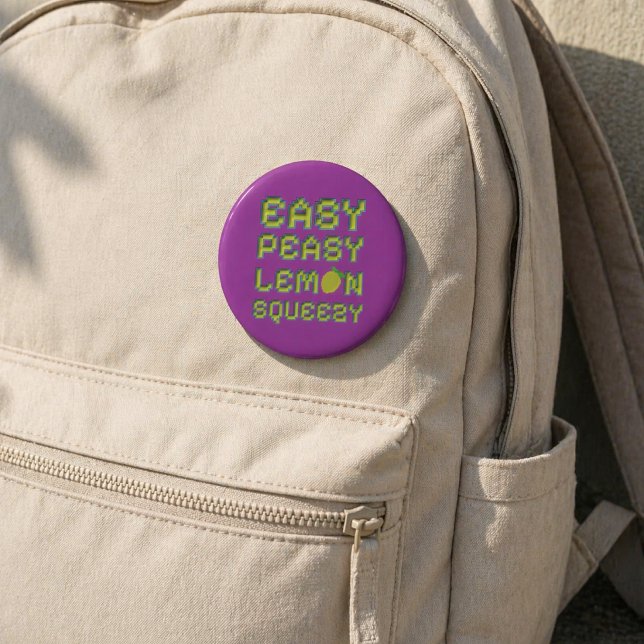 8-Bit Pixel Lemon Purple Round Pin Button (Von Creator hochgeladen)