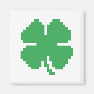 8 Bit Pixel Lucky Vierblättriges Kleeblatt Magnet