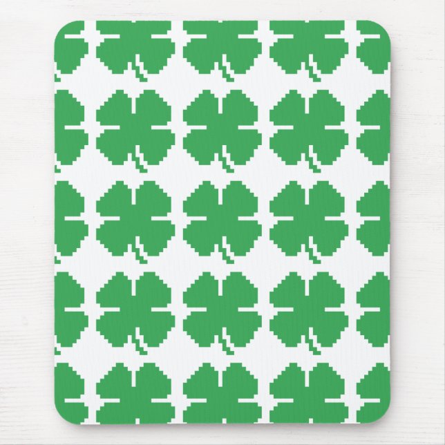 8 Bit Pixel Lucky Vierblättriges Kleeblatt Mousepad (Vorne)