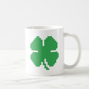 8 Bit Pixel Lucky Vierblättriges Kleeblatt Tasse