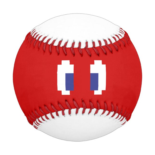 8 Bit Pixel Manga Augen Baseball (Vorderseite)