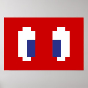 8 Bit Pixel Manga Augen Poster