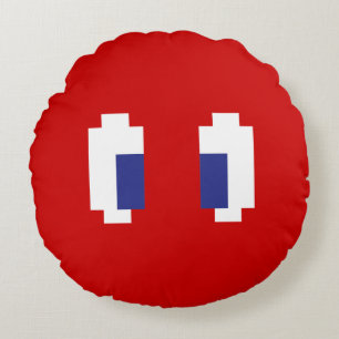 8-Bit-Pixel-Manga-Augen Rundes Kissen