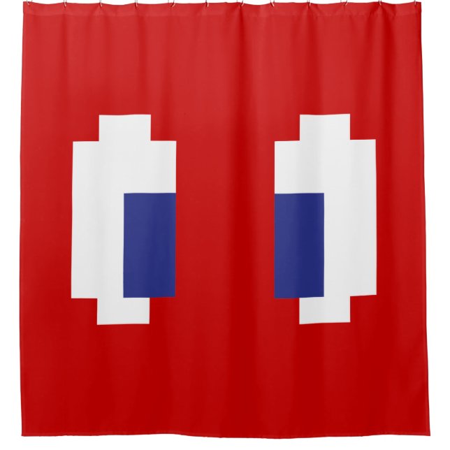 8 Bit Pixel Manga Eyes Duschvorhang (Vorderseite)