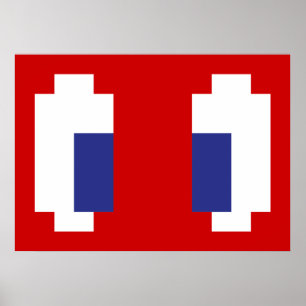 8 Bit Pixel Manga Eyes Poster