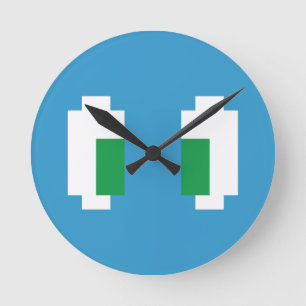 8 Bit Pixel Manga Green Eyes Runde Wanduhr