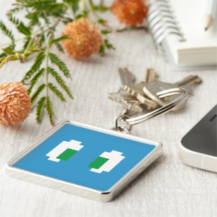 8 Bit Pixel Manga Green Eyes Schlüsselanhänger