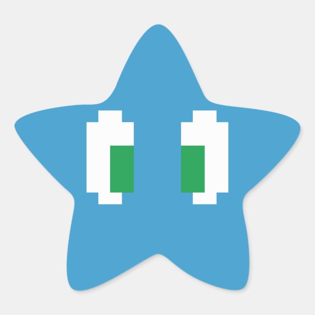 8 Bit Pixel Manga Green Eyes Stern-Aufkleber (Vorderseite)