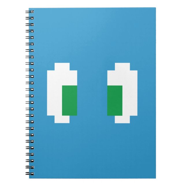 8 Bit Pixel Manga Grüne Augen Notizblock (Vorderseite)