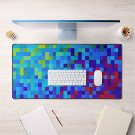 8-Bit Pixel Muster Abstrakt Cool Geeky Blue Red Schreibtischunterlage