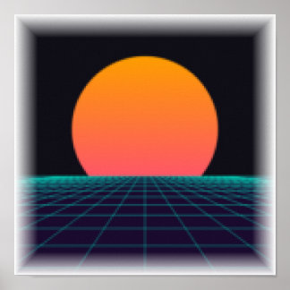 8-Bit-Pixel-Sonnenuntergang - Retro-Arcade-Druck Poster