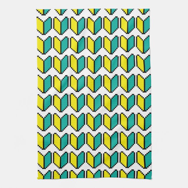 8 Bit Pixel Wakaba / Shoshinsha Mark Geschirrtuch (Vertikal)