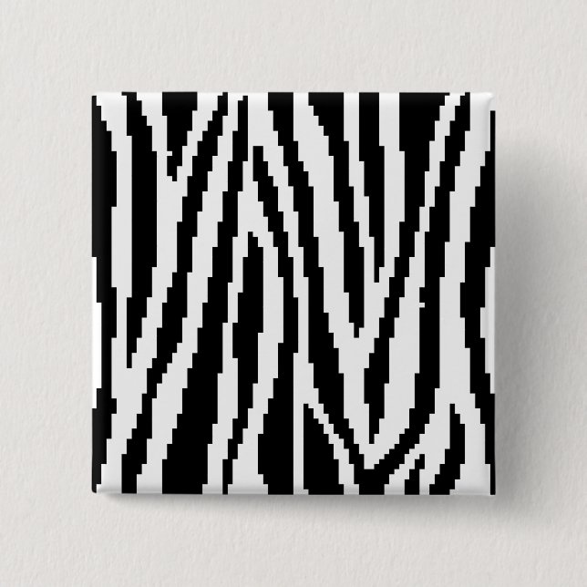 8 Bit Pixel Zebra Print Design Muster Button (Vorderseite)