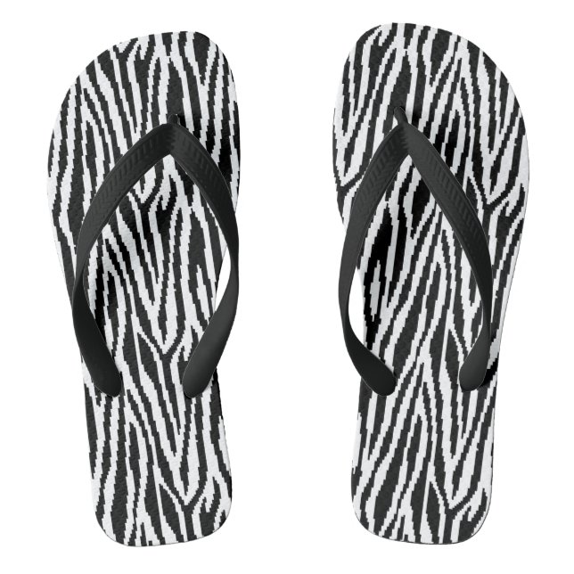 8 Bit Pixel Zebra Print Design Muster Flip Flops (Fußbett)