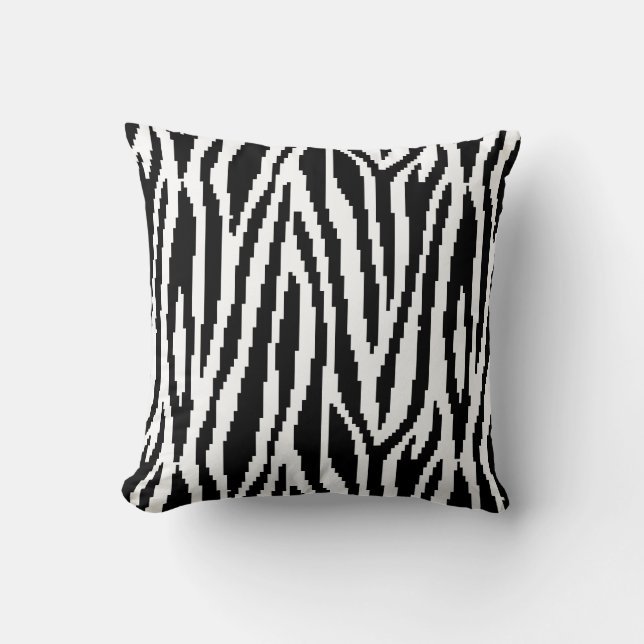 8 Bit Pixel Zebra Print Design Muster Kissen (Vorderseite)