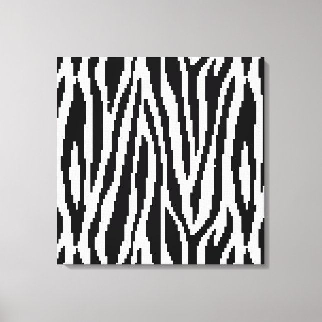8 Bit Pixel Zebra Print Design Muster Leinwanddruck (Vorderseite)